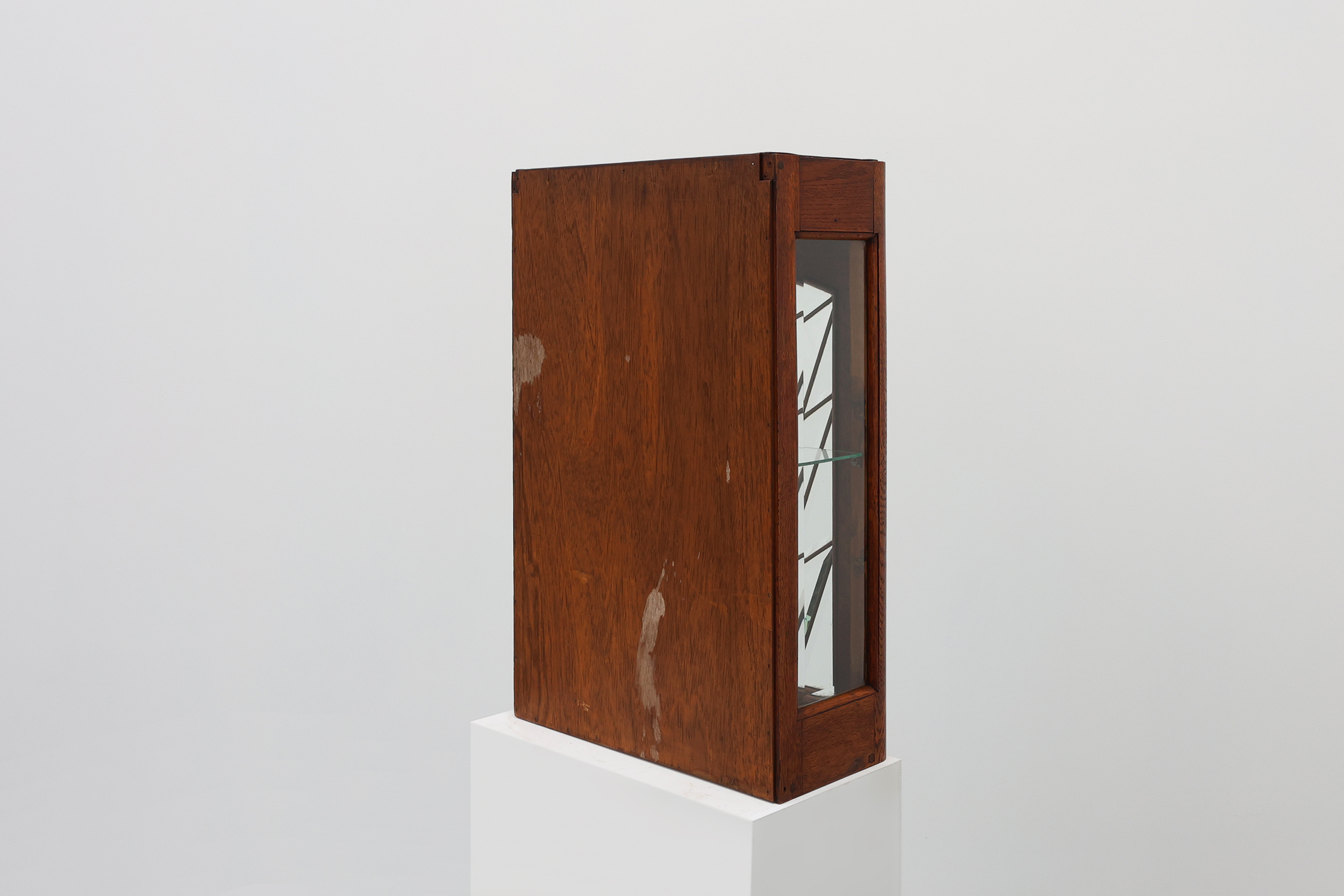 French Art Deco Oak Cabinet with Beveled Leaded Glass, ca. 1920thumbnail